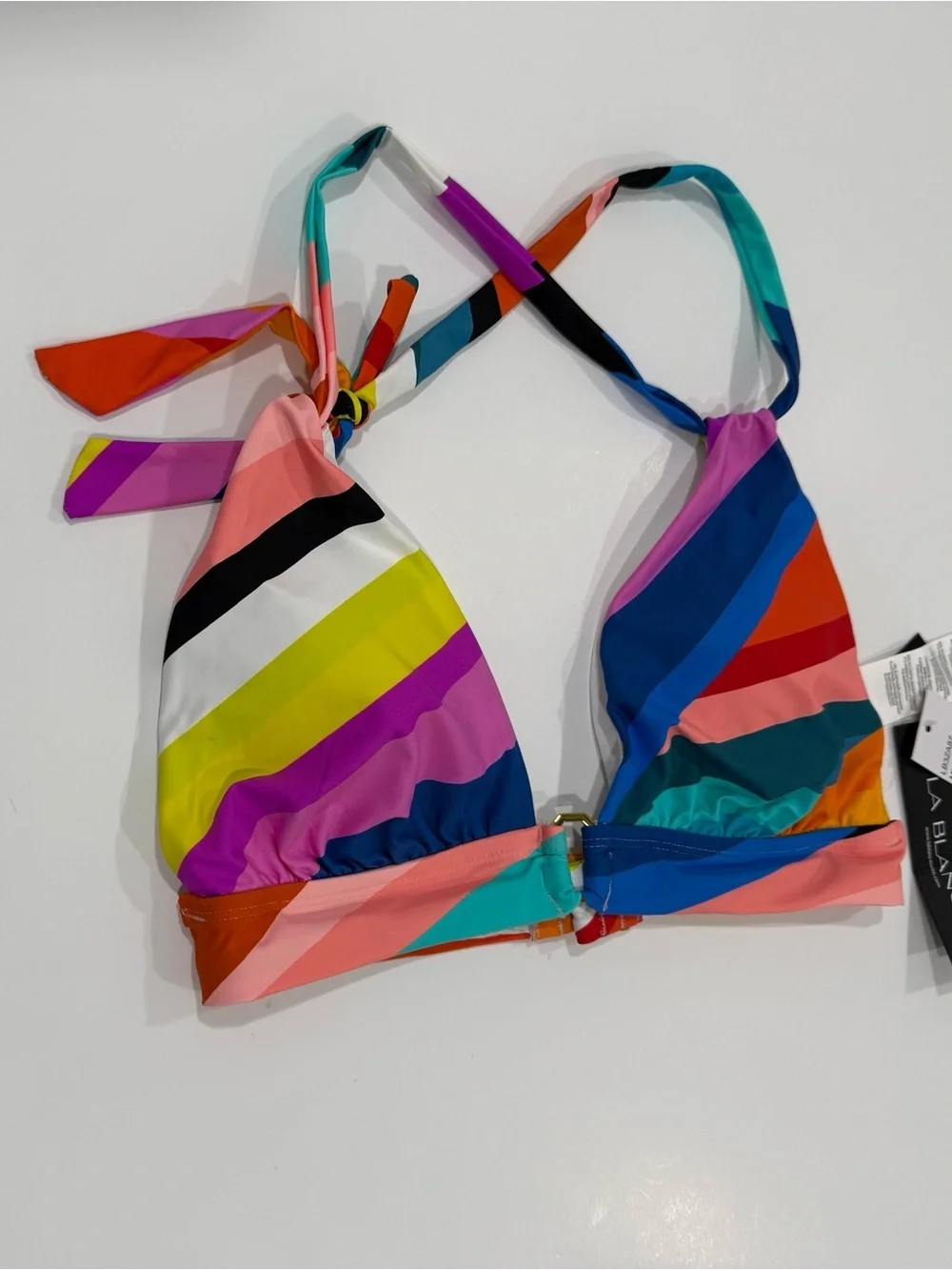 La Blanca Sunscape Banded Halter Triangle Bikini Top Size 14 Vibrant Resortwear